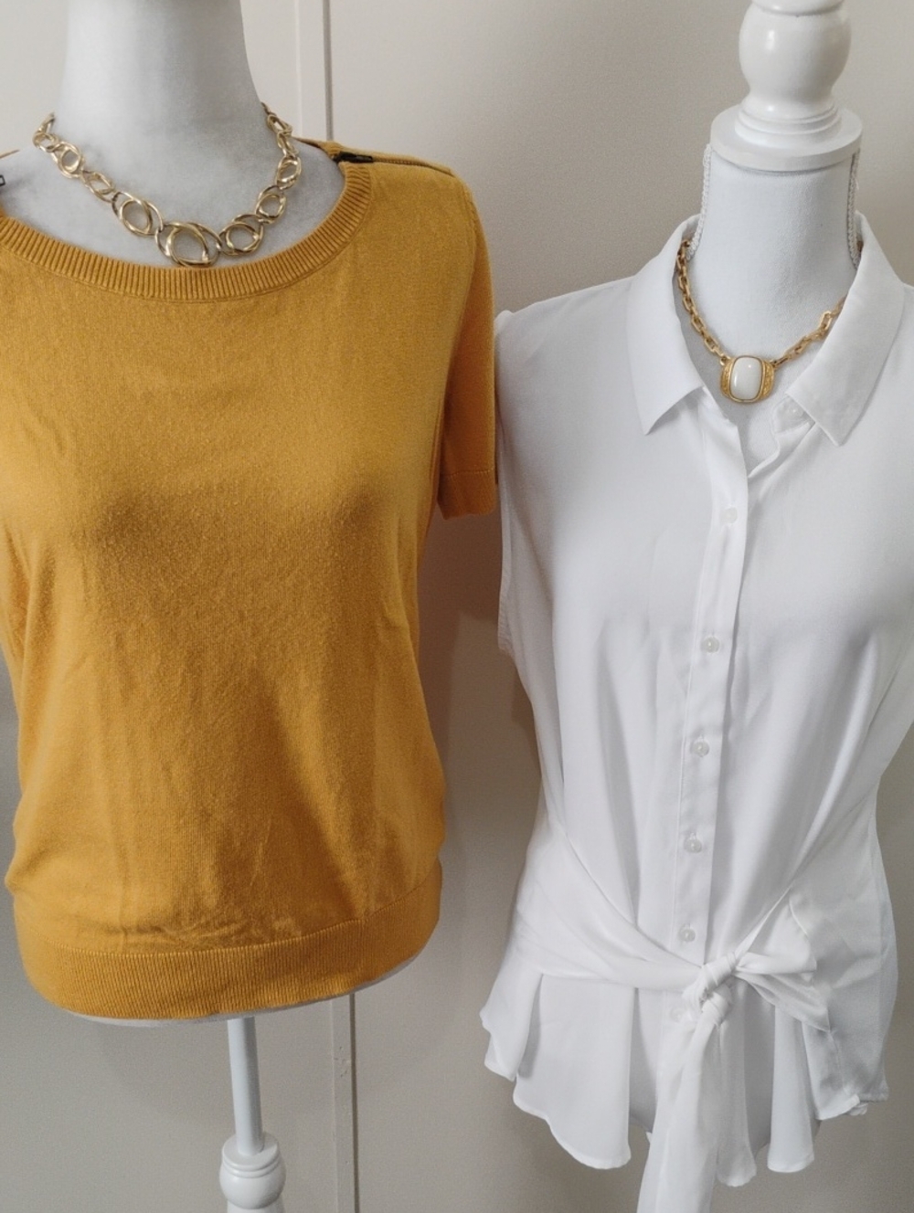 Worthington Short Sleeve Knit Top in Mustard Yellow